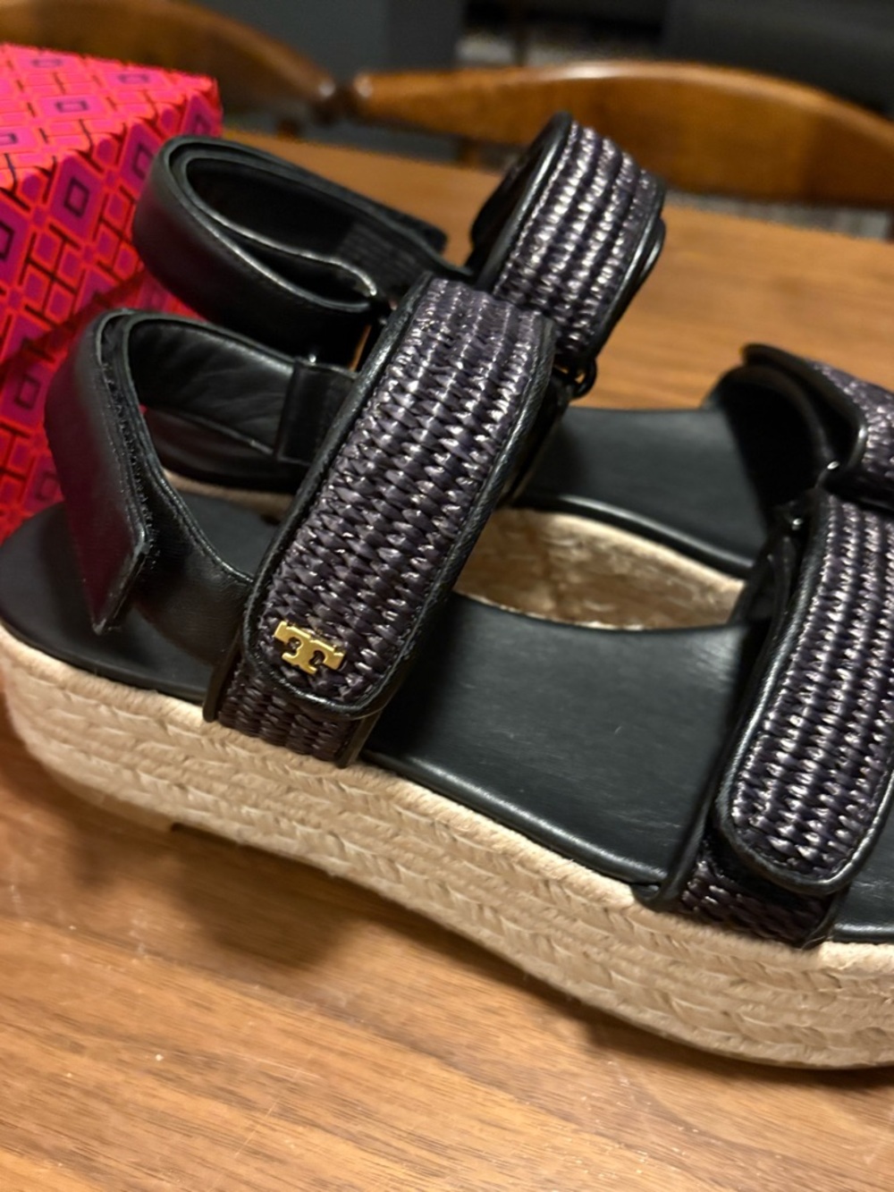 Tory Burch Black Woven-Strap Espadrille Platform Sandal - Picture 3 of 7